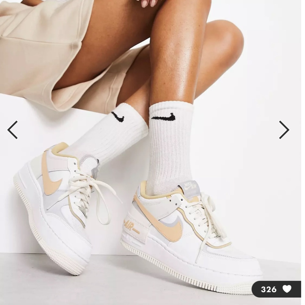 Nike Air Force 1 Shadow sneakers in white and gray $130.00